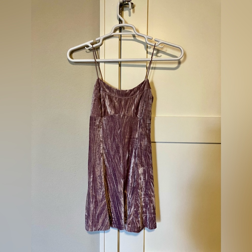Purple Velvet-Like A-Line Dress